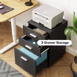 Black Wood File Cabine with 3-Drawers by Wateday -Wateday Sales Store black wateday file cabinets yj yuki9596615 77 1000