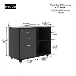 Black File Cabine with 3-Drawers and Open Shelf by Wateday -Wateday Sales Store black wateday file cabinets yj yuki9596620 1f 1000