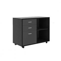 Black File Cabine with 3-Drawers and Open Shelf by Wateday
