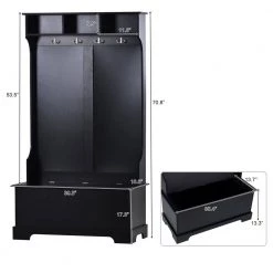 Black Hall Tree Storage Bench, 3-in-1 Design, 70.8 in. H x 18.5 in. W x 39.3 L in. by Wateday 12 Black Hall Tree Storage Bench, 3-in-1 Design, 70.8 in. H x 18.5 in. W x 39.3 L in. by Wateday -Wateday Sales Store black wateday hall trees yj yuki9595350 1f 1000