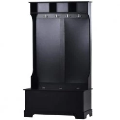 Black Hall Tree Storage Bench, 3-in-1 Design, 70.8 in. H x 18.5 in. W x 39.3 L in. by Wateday
