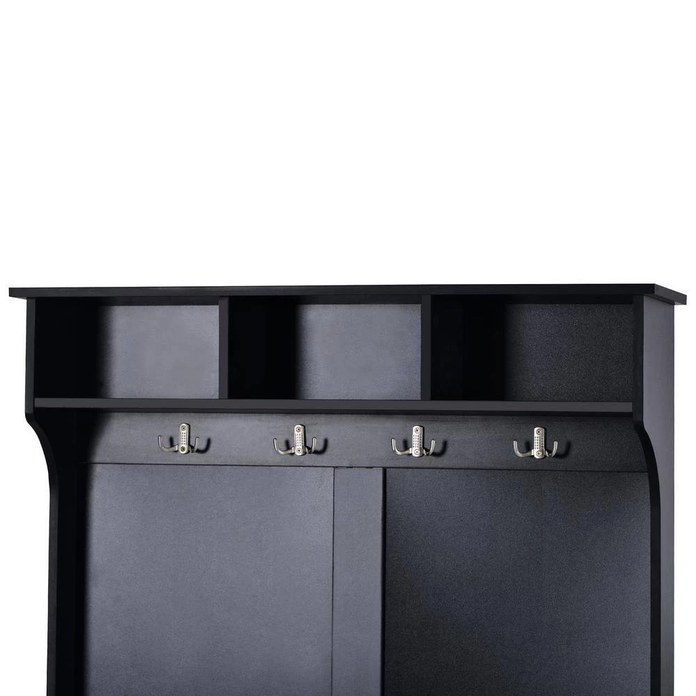 Black Hall Tree Storage Bench, 3-in-1 Design, 70.8 in. H x 18.5 in. W x 39.3 L in. by Wateday 4 Black Hall Tree Storage Bench, 3-in-1 Design, 70.8 in. H x 18.5 in. W x 39.3 L in. by Wateday - Image 4