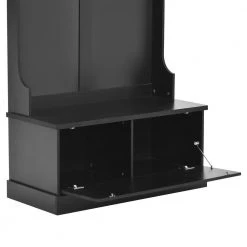 Black Hall Tree Entryway Bench, 72 in. H x 18.5 in. W x 40.7 in. L by Wateday -Wateday Sales Store black wateday hall trees yj yuki9595354 4f 1000
