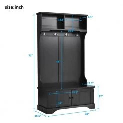 Black Hall Tree Entryway Bench, 72 in. H x 18.5 in. W x 40 in. L by Wateday 12 Black Hall Tree Entryway Bench, 72 in. H x 18.5 in. W x 40 in. L by Wateday -Wateday Sales Store black wateday hall trees yj yuki9595973 1f 1000