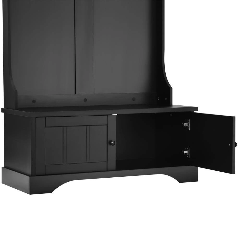 Black Hall Tree Entryway Bench, 72 in. H x 18.5 in. W x 40 in. L by Wateday 5 Black Hall Tree Entryway Bench, 72 in. H x 18.5 in. W x 40 in. L by Wateday - Image 5