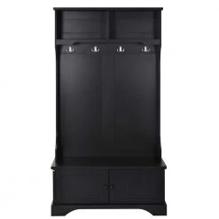 Black Hall Tree Entryway Bench, 72 in. H x 18.5 in. W x 40 in. L by Wateday