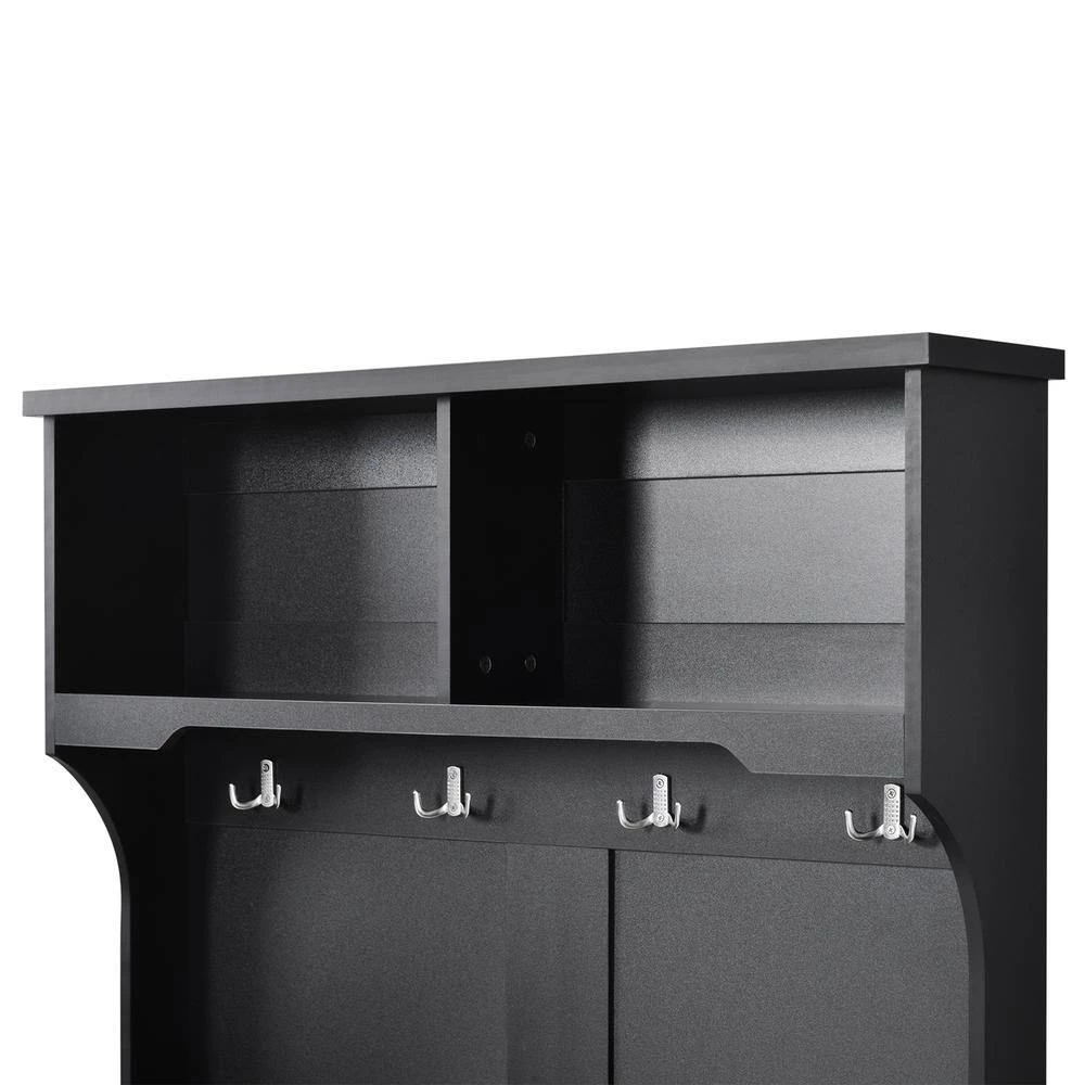 Black Hall Tree Entryway Bench, 72 in. H x 18.5 in. W x 40 in. L by Wateday 4 Black Hall Tree Entryway Bench, 72 in. H x 18.5 in. W x 40 in. L by Wateday - Image 4