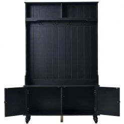 65 in. H Black Hall Tree with 4-Hooks Storage Bench by Wateday -Wateday Sales Store black wateday hall trees yj yuki9596651 44 1000