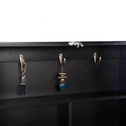 58.90 in. Rectangle Black Wood Foldable Table with Storage Shelves and Blackboard (Seats 2) by Wateday -Wateday Sales Store black wateday kitchen dining tables yj yuki9596410 4f 1000