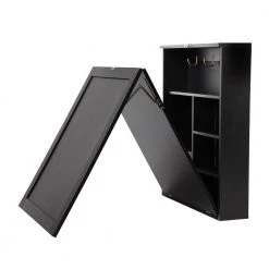 58.90 in. Rectangle Black Wood Foldable Table with Storage Shelves and Blackboard (Seats 2) by Wateday