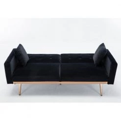 68.11 in. W Black Solid Velvet 2-Seats Loveseats by Wateday -Wateday Sales Store black wateday loveseats yj yuki9595215 4f 1000