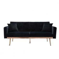 68.11 in. W Black Solid Velvet 2-Seats Loveseats by Wateday