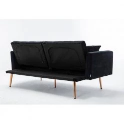 68.11 in. W Black Solid Velvet 2-Seats Loveseats by Wateday -Wateday Sales Store black wateday loveseats yj yuki9595215 66 1000