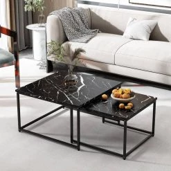31 .50" Black Square MDF Top Nesting Coffee Table with 2 piece by Wateday -Wateday Sales Store black wateday nesting tables yj yuki9595592 31 1000