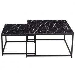 31 .50" Black Square MDF Top Nesting Coffee Table with 2 piece by Wateday