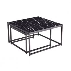 31 .50" Black Square MDF Top Nesting Coffee Table with 2 piece by Wateday -Wateday Sales Store black wateday nesting tables yj yuki9595592 c3 1000