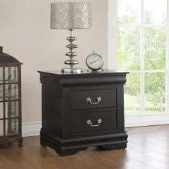 2-Drawer Black Nightstand 24 in. H x 15 in. W x 24 in. D by Wateday -Wateday Sales Store black wateday nightstands yj yuki9595375 31 1000
