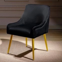 Modern Velvet Office Chair with Swoop Arm Metal Legs by Wateday -Wateday Sales Store black wateday office stools yj pp281998aae 31 1000