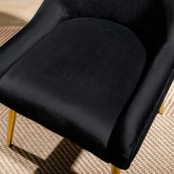 Modern Velvet Office Chair with Swoop Arm Metal Legs by Wateday -Wateday Sales Store black wateday office stools yj pp281998aae 4f 1000