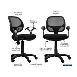 Black Fabric Mid Back Mesh Office Chair with Arms by Wateday 11 Black Fabric Mid Back Mesh Office Chair with Arms by Wateday -Wateday Sales Store black wateday office stools yj yuki9595037 1f 1000