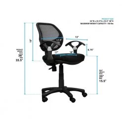Black Fabric Mid Back Mesh Office Chair with Arms by Wateday 12 Black Fabric Mid Back Mesh Office Chair with Arms by Wateday -Wateday Sales Store black wateday office stools yj yuki9595037 44 1000