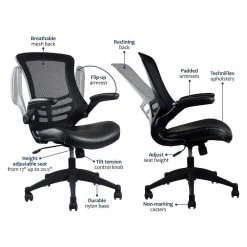 Black Upholstered Mid Back Mesh Office Chair with Adjustable Arms by Wateday -Wateday Sales Store black wateday office stools yj yuki9595040 1f 1000