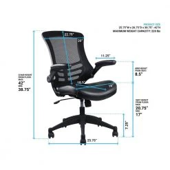 Black Upholstered Mid Back Mesh Office Chair with Adjustable Arms by Wateday -Wateday Sales Store black wateday office stools yj yuki9595040 44 1000