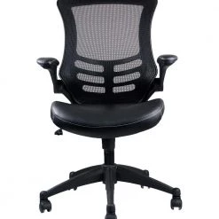Black Upholstered Mid Back Mesh Office Chair with Adjustable Arms by Wateday