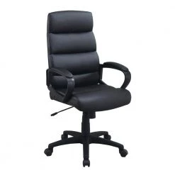 Black Faux Leather Seat Office Chair with Arms by Wateday