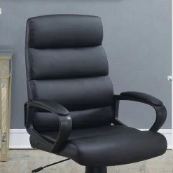 Black Faux Leather Seat Office Chair with Arms by Wateday -Wateday Sales Store black wateday office stools yj yuki9595960 c3 1000