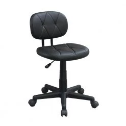 Black Faux Leather Tufted Office Chair with Wheels by Wateday