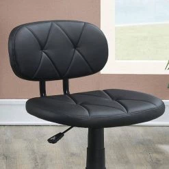 Black Faux Leather Tufted Office Chair with Wheels by Wateday -Wateday Sales Store black wateday office stools yj yuki9595964 c3 1000