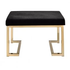 Black Fabric Ottoman with Metal Base by Wateday