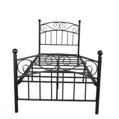 Black Queen Metal Bed Frame with Headboard and Footboard by Wateday