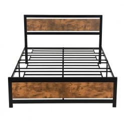 60.20 in. W Black Queen Metal Frame Platform Bed with Headboard and Footboard by Wateday