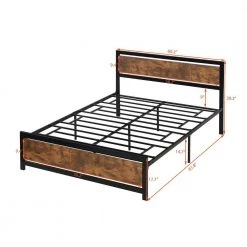 60.20 in. W Black Queen Metal Frame Platform Bed with Headboard and Footboard by Wateday -Wateday Sales Store black wateday platform beds yj yuki9597050 fa 1000
