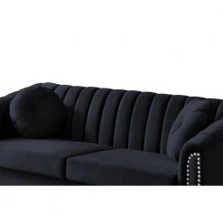 75.20 in. W Rolled Arm Velvet Modern Style Straight Sofa in Black by Wateday 10 75.20 in. W Rolled Arm Velvet Modern Style Straight Sofa in Black by Wateday -Wateday Sales Store black wateday sofas couches yj yuki9596520 1f 1000