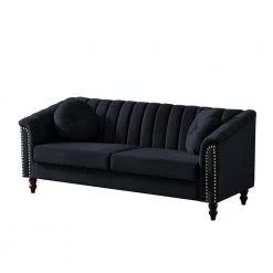 75.20 in. W Rolled Arm Velvet Modern Style Straight Sofa in Black by Wateday 8 75.20 in. W Rolled Arm Velvet Modern Style Straight Sofa in Black by Wateday -Wateday Sales Store black wateday sofas couches yj yuki9596520 c3 1000
