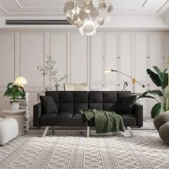 74.40 in. W Square Arm Velvet Straight Convertible Sofa Bed in Black by Wateday 15 74.40 in. W Square Arm Velvet Straight Convertible Sofa Bed in Black by Wateday -Wateday Sales Store black wateday sofas couches yj yuki9596793 31 1000