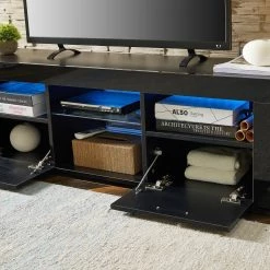 51 in. Black TV Stand with 2-Drawers Fits TV's up to 55 in. with LED Lights by Wateday -Wateday Sales Store black wateday tv stands yj yuki9595936 4f 1000