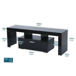 51 in. Black TV Stand Fits TV's up to 55 in. with LED Lights, Storage Cabinet by Wateday -Wateday Sales Store black wateday tv stands yj yuki9595938 44 1000