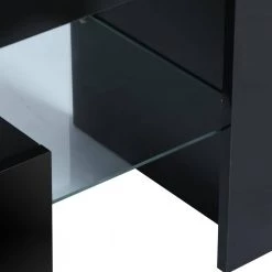 51 in. Black TV Stand Fits TV's up to 55 in. with LED Lights, Storage Cabinet by Wateday -Wateday Sales Store black wateday tv stands yj yuki9595938 4f 1000