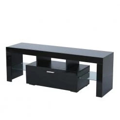 51 in. Black TV Stand Fits TV's up to 55 in. with LED Lights, Storage Cabinet by Wateday