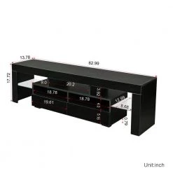 63 in. Black TV Stand with 2-Drawer Fits TV's up to 65 in. with LED Lights by Wateday -Wateday Sales Store black wateday tv stands yj yuki9595941 44 1000