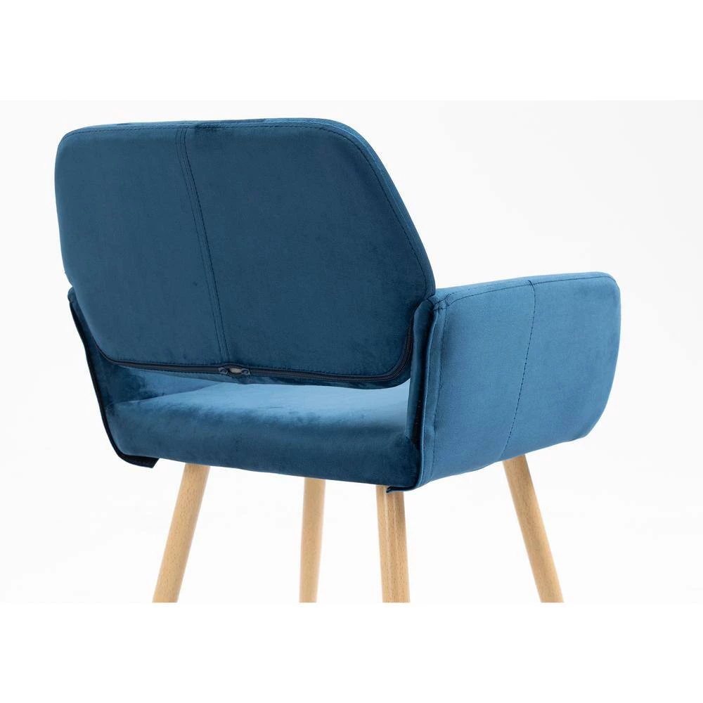 Blue Velvet Upholstered Backrest Side Chair by Wateday 6 Blue Velvet Upholstered Backrest Side Chair by Wateday - Image 6