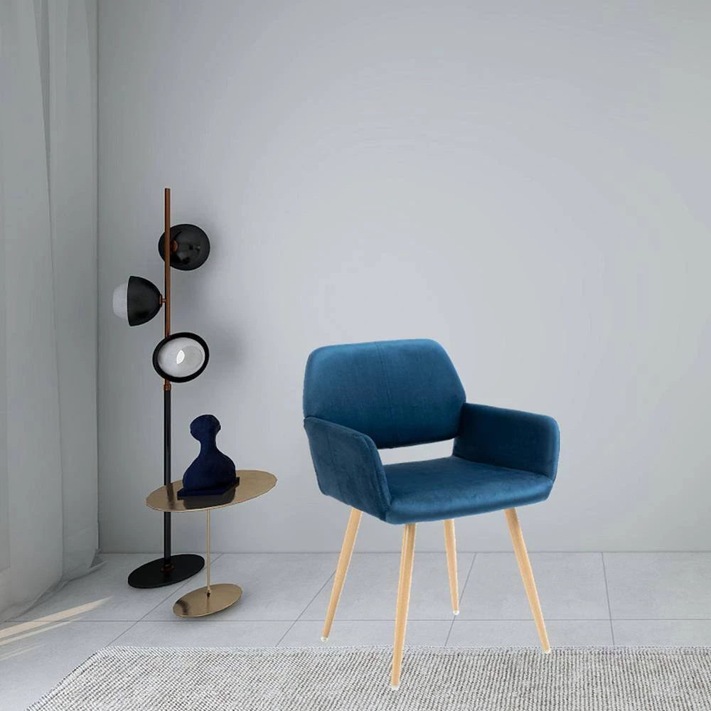 Blue Velvet Upholstered Backrest Side Chair by Wateday 8 Blue Velvet Upholstered Backrest Side Chair by Wateday - Image 8