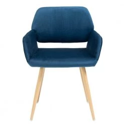 Blue Velvet Upholstered Backrest Side Chair by Wateday