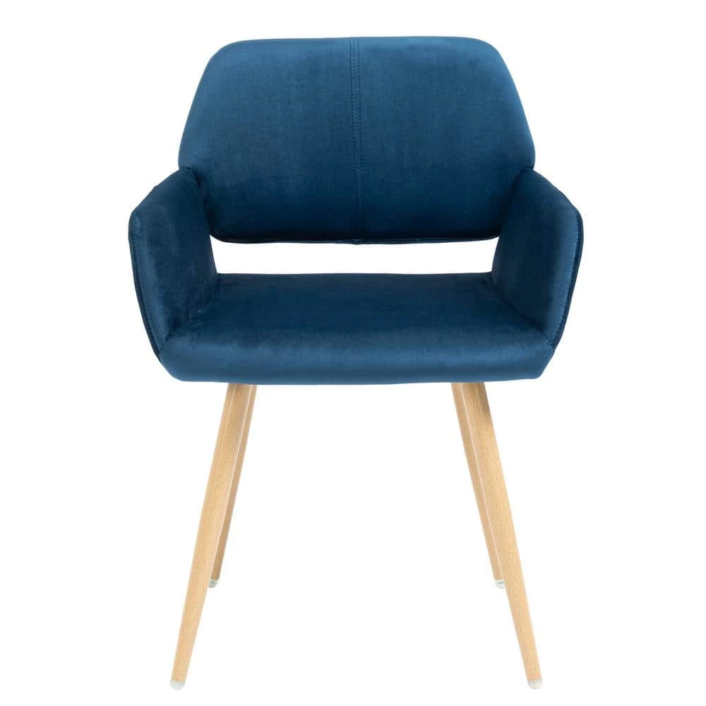 Blue Velvet Upholstered Backrest Side Chair by Wateday 1 Blue Velvet Upholstered Backrest Side Chair by Wateday