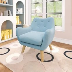 Blue Fabric Upholstered Child Accent Armchair by Wateday 15 Blue Fabric Upholstered Child Accent Armchair by Wateday -Wateday Sales Store blue wateday accent chairs yj yuki9596119 31 1000