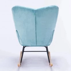 Blue Velvet Tufted Rocking Arm Chair Side Chair by Wateday -Wateday Sales Store blue wateday accent chairs yj yuki9596339 1f 1000